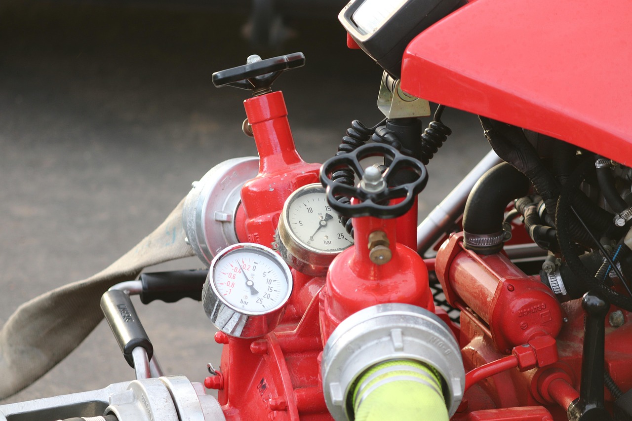 fire fighters, pump, fire pump, pressure gauge, valves, emergency, equipment, water, fire fighting, delete exercise