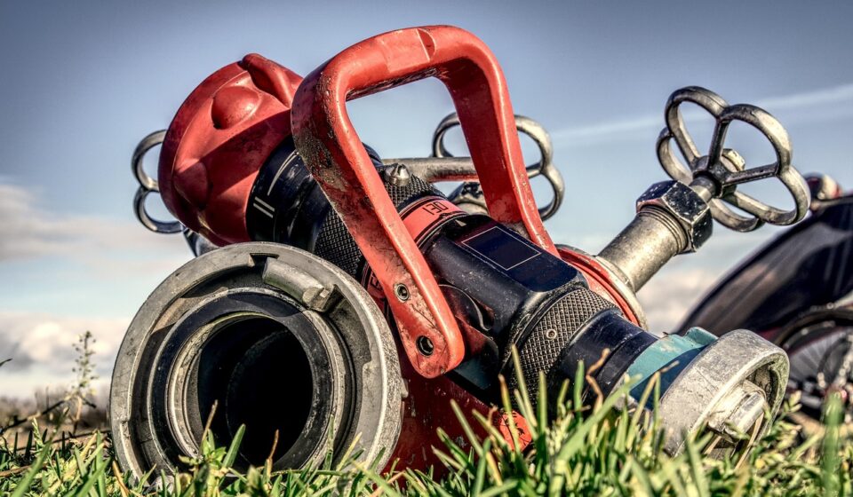 fire hose, valve, distributor, faucet, clear, accessories, adapter, connection, water pump, delete exercise, fire fighters, equipment, metal, pressure, fire engine, wheel, grass, red, nature, hdr, high dynamic range, contrast, water