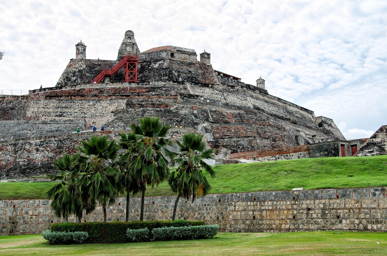 cartagena, colombia, castillo de san felipe, palm trees, wall, caribbean, castle, fort, defense, defense system, protection, cartagena, cartagena, cartagena, cartagena, cartagena, colombia