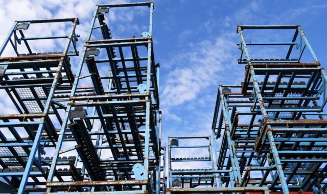 transport, frames, stack, logistics, warehouse, industry, packaging, on each other, row, stacked, metal, technology, empty, quiet, in anticipation of, ready, sky high, high, storage bin, transport frame, freight, would, store, to back up, storage